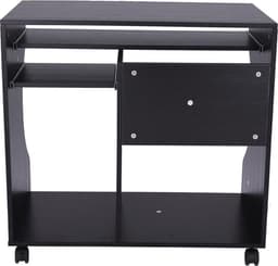 Compact Bureau - Schrijftafel - Computerbureau - Bureautafel - Bureau - Verrijdbaar - 80 x 48 x 76 cm - Zwart — thumbnail 5