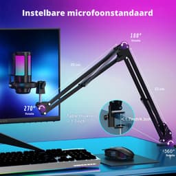 Truskore Microfoon met arm - USB - gaming - RGB Condensatormicrofoon - met Mute-Knop, Popfilter, Microfoonarm - Luxe microfoon — thumbnail 2