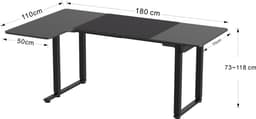 Bureau zit sta elektrisch hoogte verstelbaar- hoekbureau L vormig - game bureau - kantoor werkplek bureau ergonomisch - game desk - 180 cm breed — thumbnail 2