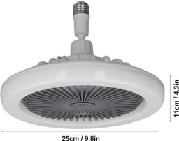 Kleine Plafondventilator met Afstandsbediening en E27 Lamphouder - Ventilatoren met Instelbare Snelheid en Licht 85-265V — thumbnail 3