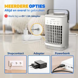 Vulpes Goods® Tech - Mini Airco PRO - Mobiele Airco - Luchtkoeler 4in1 - Aircooler - Tafelventilator - 4 windsnelheden, 2 luchtbevochtingsstanden & timer - Lekvrij - Wit — thumbnail 4