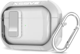 Schokbestendig Hoesje - Geschikt voor Apple AirPods 4 - Hardcase Met Sleutelhanger - Transparant & Wit — thumbnail 1