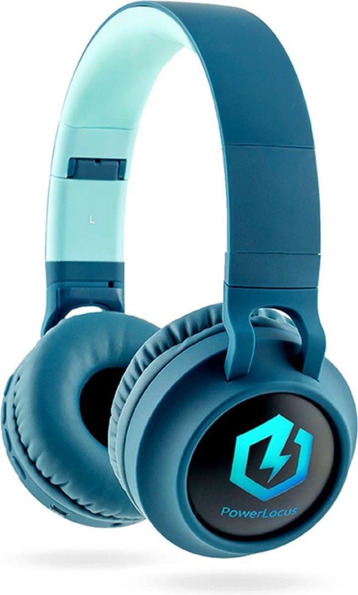 PowerLocus Buddy Draadloze On-Ear Koptelefoon voor Kinderen, LED lampjes, 85db Limiet, met Microfoon, Micro SD poort - Blauw — afbeelding 1