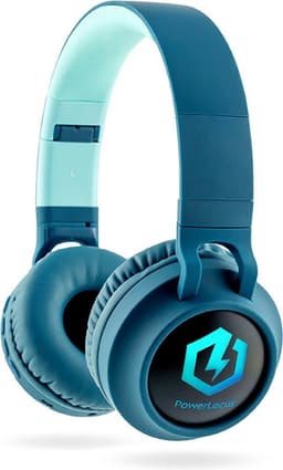 PowerLocus Buddy Draadloze On-Ear Koptelefoon voor Kinderen, LED lampjes, 85db Limiet, met Microfoon, Micro SD poort - Blauw — thumbnail 1
