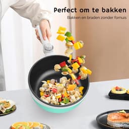 Hotpot Electrisch Chinees – Kaasfondue Pan Elektrische Multipan – Multifunctioneel 1.7L - Chinese Fondue 200/600Watt – Saute Pan – Friteuse – Hete Pan- Stomer – Langzame Kookplaat – Gemakkelijk Schoon te Maken - Blauw — thumbnail 3