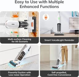 ILife - W90 - Handstofzuiger met Steel - 150W - 3 in 1 - 700 ml Watertank - Elektrische Bezem - Automatische Stofsensor - Afneembare Kruimelzuiger - Wit — thumbnail 5