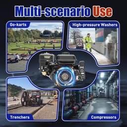 Horizontale 7,5 pk motor, 212 CC viertakt met elektrische starter - krachtpatser voor compressor, onkruidsteker, grasmaaier en meer — thumbnail 4