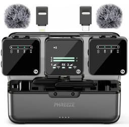 Draadloze Lavalier Microfoon Set - Geschikt voor iPhone, Android & Camera - Incl. Oplaadcase, Dasspeld, Windkap, TRS-kabel & Adapters - Professionele Geluidskwaliteit voor Vlog, Interview, Podcast & Karaoke — thumbnail 1