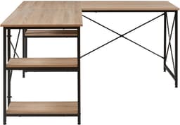 Bureau Klirurud L-vormig of recht bureau eikenkleurig en zwart [en.casa] — thumbnail 4