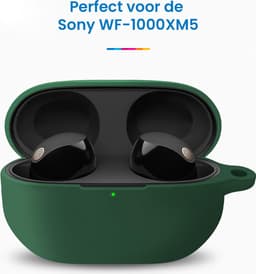 YONO Soft Case geschikt voor Sony WF-1000XM5 - Hoesje met Clip - Donkergroen — thumbnail 2