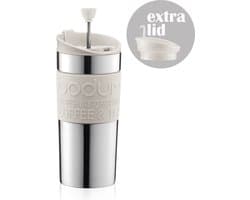 Bodum | Travel Press Set Reispress met extra deksel - 0,35 l - RVS - Gebroken wit