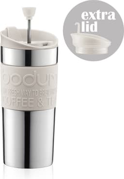 Bodum | Travel Press Set Reispress met extra deksel - 0,35 l - RVS - Gebroken wit — thumbnail 1