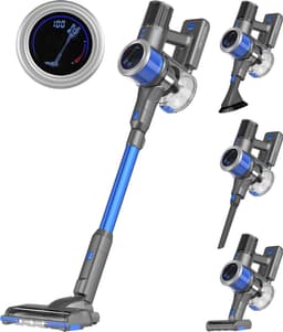 Auronic Steelstofzuiger Draadloos 350W - Draadloze Stofzuiger - HEPA Filter - Zelfstaand - Op Accu - Zonder Zak - Kruimeldief - Vacuum Cleaner - Grijs/Blauw — thumbnail 1