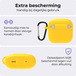 Hoesje - Geschikt voor Apple AirPods 4 / 5 - Siliconen Hoes met Clip - Silicone Case Cover - Geel — thumbnail 4