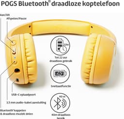 POGS - The Gecko 2 - Draadloze on-ear kinder koptelefoon - Bluetooth - Veilig - Duurzaam - Gratis app voor extra functies - rGeel — thumbnail 4