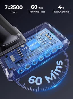 Draadloze steelstofzuiger - 48000 PA - 500W - 60 min - LED scherm - Zonder zak - 3 opzetstukken - 1 liter stofbak - Paars, antraciet — thumbnail 3