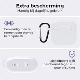Hoesje - Geschikt voor Apple AirPods 4 - Siliconen Hoes met Clip - Silicone Case Cover - Wit — thumbnail 4