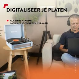 Retro Platenspeler Bluetooth in & out - Fenton RP118 - Model 2025 - Geschikt voor alle platen - Ingebouwde speakers - Blauw — thumbnail 4