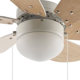 Lindby - Plafondventilatoren met verlichting - 1licht - Staal, MDF, glas - H: 36.5 cm - E14 - wit, beuken — thumbnail 3