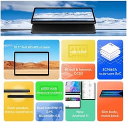 Elementkey Ai-13 - 320GB Opslag - 6GB ram - Octa Core - Oog beschermingsfunctie - WiFI / GPS / 4G LTE - 10.1 Inch Krachtige Tablet + Cover + Glas + Extra opslag — thumbnail 2