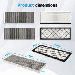 Set van 4 binnenfilters, compatibel met Tesla Model Y (2020-2026) en Juniper, bestaande uit 2 HEPA-filters en 2 actieve koolfilters, met 5-traps filtering en installatiegereedschap — thumbnail 2