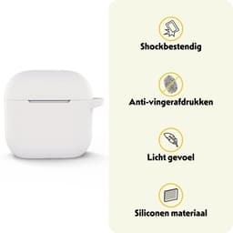 Hoesje Geschikt voor Apple AirPods 5 - Siliconen Hoes met Clip - Silicone Case Cover - Wit — thumbnail 3