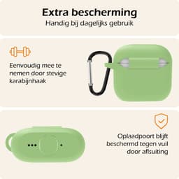 Hoesje - Geschikt voor Apple AirPods 5 - met Clip - Siliconen Hoes - Silicone Case Cover - Groen — thumbnail 5