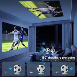 Mini Beamer LED - 1280 x 720 Resolutie - 170 ANSI Lumen - Wifi En Bluetooth - Draagbaar - Android 14 Smart Projector — thumbnail 4