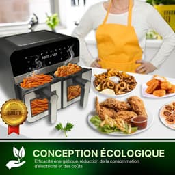 Nest, CNAFD45WS, 2400 W digitale heteluchtfriteuse met dubbele mand en 9 liter venster, gezond en snel koken, modern design, ideaal voor elke keuken, grijs — thumbnail 5