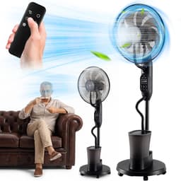 Statiefventilator 16 Inch - Staande Ventilator - Slaapkamer Stille Ventilator - Sproeifunctie - 2,8L Watertank - 9 Windsnelheden - 120° Zwenking - 7u Timer - 5 Wielen - met Afstandsbediening - Voor Thuis & Kantoor & Tuin — thumbnail 1