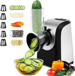 Elektrische Groentesnijder - Keukenmachine Fruit Rasp - Snel Groenten Snijden - Vijf Messen - 150 Watt - Zwart — thumbnail 1