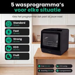 Compacte Vaatwasser - Mini Vaatwasser - Appartement Keuken - App Bediening - 42.5 cm Hoog - Zwart — thumbnail 4