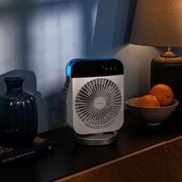 Mini Aircooler 4-in-1 – Luchtkoeler met Ventilator, Luchtbevochtiger, 300 ml Waterreservoir, 4 Snelheden, Oscillatie, Timer & LED Verlichting — thumbnail 4