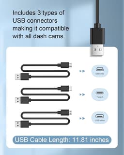 Dashcam Stroomadapter - Adapter Auto Camera - Veilige Rit - 16 Pin Type A - 30 cm Kabel - Zwart — thumbnail 3
