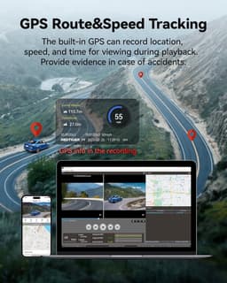 Dashcam voor auto - Zwart - 4K + 1080P Dual Lens - Met Wifi, GPS en Parkeermodus - Voor Veilig Rijden en Bewaking — thumbnail 3