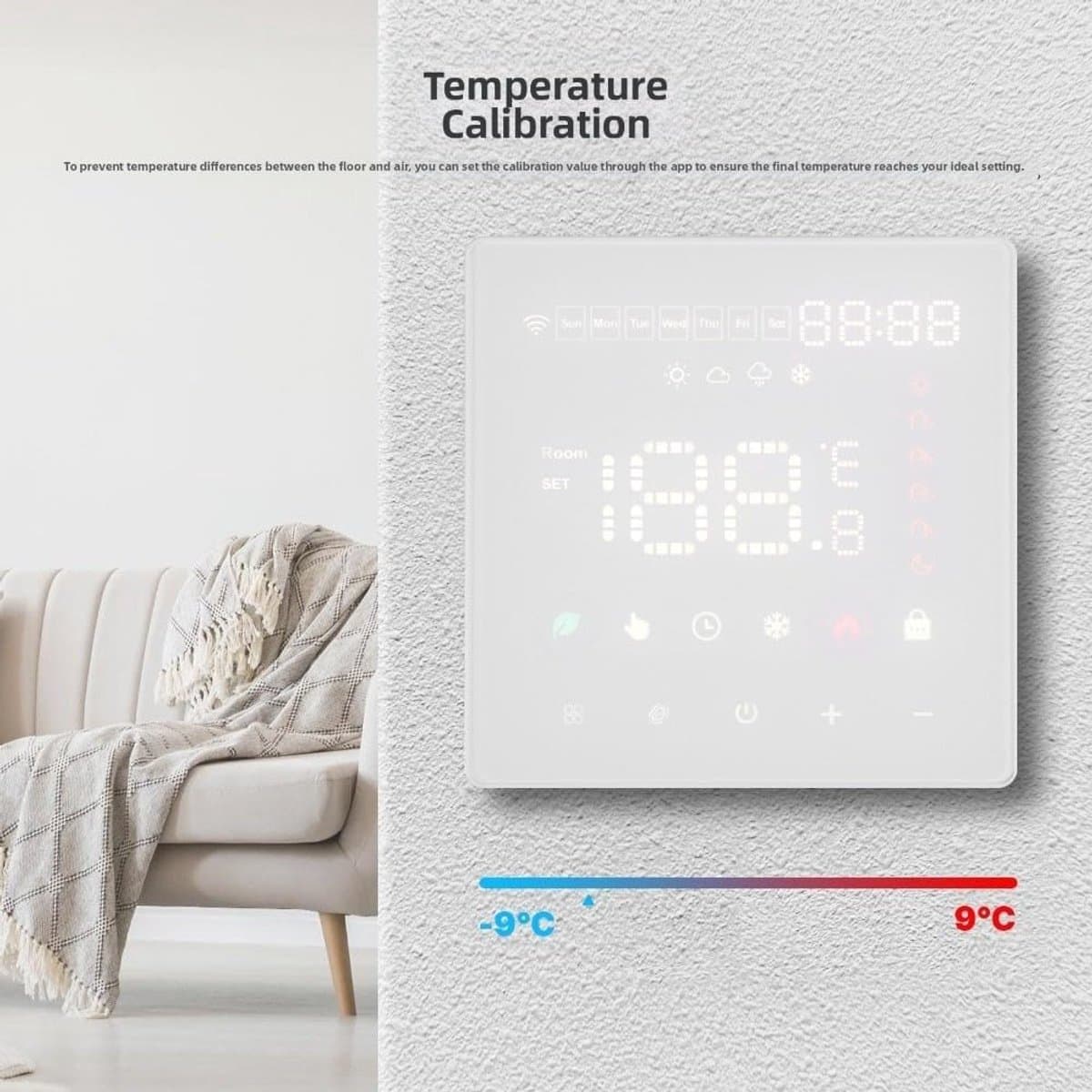 Slimme Thermostaat - Temperatuurregelaar - Verwarming Regelen - Spraakgestuurd Bedienbaar - 10x10x4 cm - Wit — afbeelding 1
