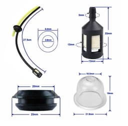 Brandstoffilter Set 4 Stuks - Brandstofslang 27.5 cm - Brandstofslang 15 cm - Universele Onderdelen - Hoogwaardige ABS/Rubber - Geschikt voor 18 mm Motoren — thumbnail 3
