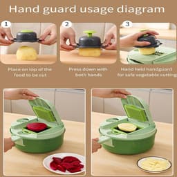 Groentesnijder 16-in-1 - Keukenmachine Hakmolen - Salades Bereiden - Multifunctioneel Snijsysteem - 20 x 20 x 13 cm - Grijs — thumbnail 4