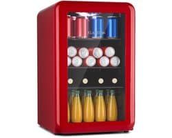 Klarstein PopLife Drankenkoeler - Minibar, Retro Koelkast, 0-10°C, slechts 39 dB, 70 L, milieuvriendelijk, dubbelwandige deur, retro design, rood