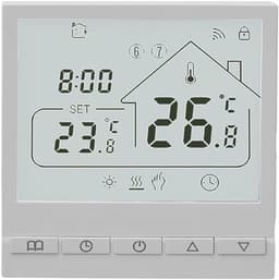 Slimme Vloerthermostaat - Verwarmingscontroller App - Comfort Thuis - Programmeerbaar met App - 86x86 mm - Wit — thumbnail 1