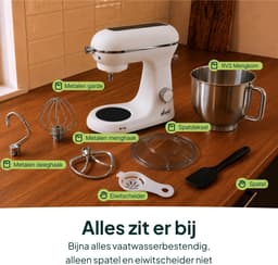 Vivid Green Luxe Keukenmixer - Touchscreen Display - 7L Mengkom - 11 Snelheden - Vaatwasserbestendig - Keukenmachine - Keukenrobot - Crème — thumbnail 2