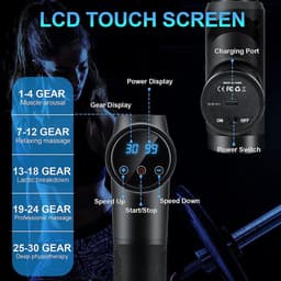 Massage Gun Professioneel - Percussie Massageapparaat met 30 Snelheden - Stil Ontwerp met LCD Touchscreen - 10 Massagekoppen voor Schouders, Rug, Spieren en Lichaamsontspanning — thumbnail 2