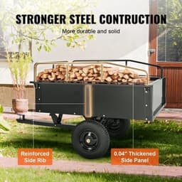 Tuinaanhangwagen - Utility Trailer - Dumpkar - Zwaar Uitgevoerd - met Afneembare Zijkanten - voor Rijden - Grasmaaier - Tractor - Ijzer - 200 x 76 x 76 cm - Zwart — thumbnail 3