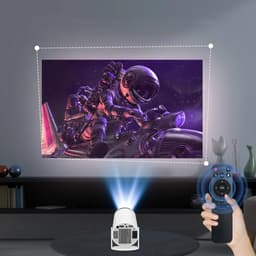 Mini-projector - Home cinema-projector - Draagbare projector - Draadloze wandprojectie en schermspiegeling - Ultra HD - Android-systeem - Wit — thumbnail 2