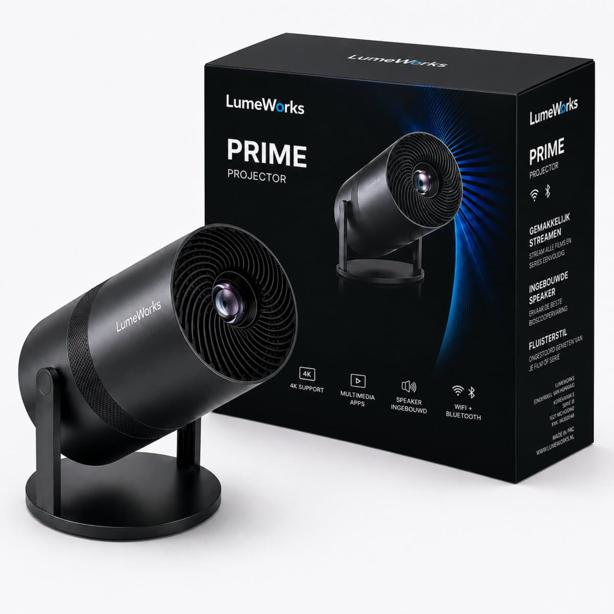 LumeWorks Prime Beamer - Full HD 1080p Mini Beamer met WiFi en Bluetooth - Ingebouwde Apps (Netflix, YouTube) - Tot 150 inch Projectie — afbeelding 1
