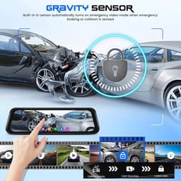 Thijox - CAMECHO Spiegel-dashcam met Achteruitrijcamera, 9,66 Inch Full HD 4K, Dubbele Dashcamspiegel voor en Achter, Super Nachtzicht, G-sensor, GPS, — thumbnail 4