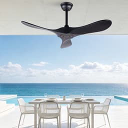 Re-purelife® Koel Zomer Collectie Plafondventilator Zwart - Massief Houten 3-Blads Design - Zonder Verlichting - Met Afstandsbediening - 6 Snelheden, Omkeerbare Motor en Geheugenfunctie - 106×106×26,5 cm - winter- en zomerfuncties — thumbnail 3