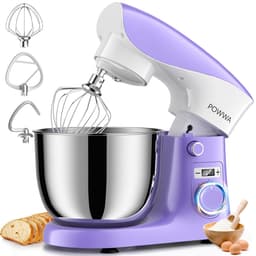 Keukenmachine 1500W – Kneedmachine met 10 Snelheden – 5L RVS Mengkom – Vaatwasserbestendig – Paars/Wit — thumbnail 1