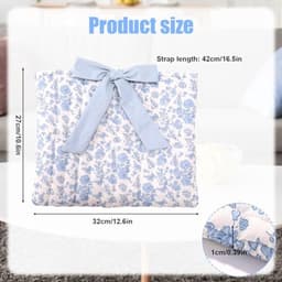 Gevoerde Bijbelhoes met strik, 32x27cm Polyester Blauw Bloemenpatroon Bijbelboekhoes Draagtas Beschermhoes voor Vrouwen en Meisjes Christelijke Cadeaus — thumbnail 4