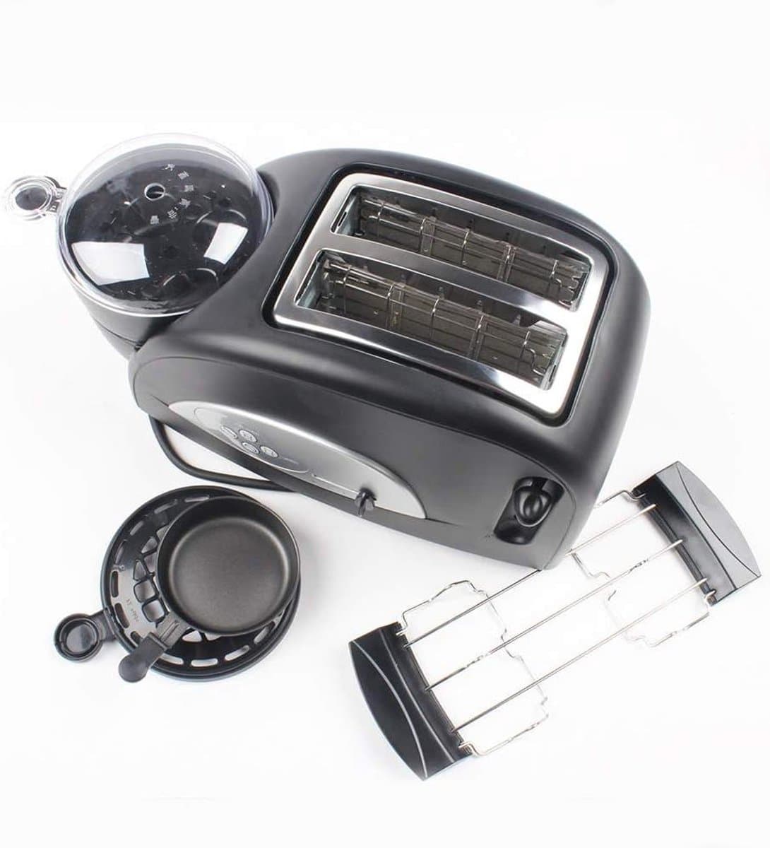 Multifunctionele Broodbakmachine - Ontbijtstation Keukenapparaat - Thuisgebruik Ontbijt - Broodrooster Stoomkoker - 1200W - Roestvrij Staal — afbeelding 1